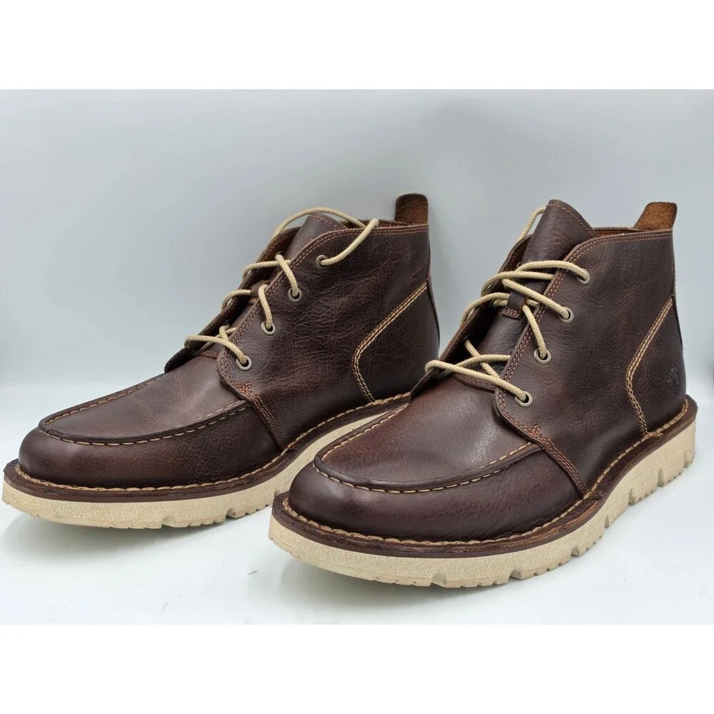 Timberland Mens Westmore Moc-Toe Chukka Leather Boots Brown Tortoise Shell Sz 12
